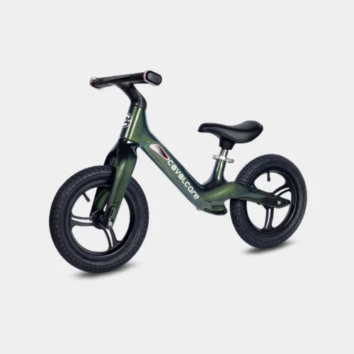 Nowoczesny rowerek biegowy z oświetleniem LED Cavalcare Lunare w kolorze zielonym dla dziewczynki i dla chłopca